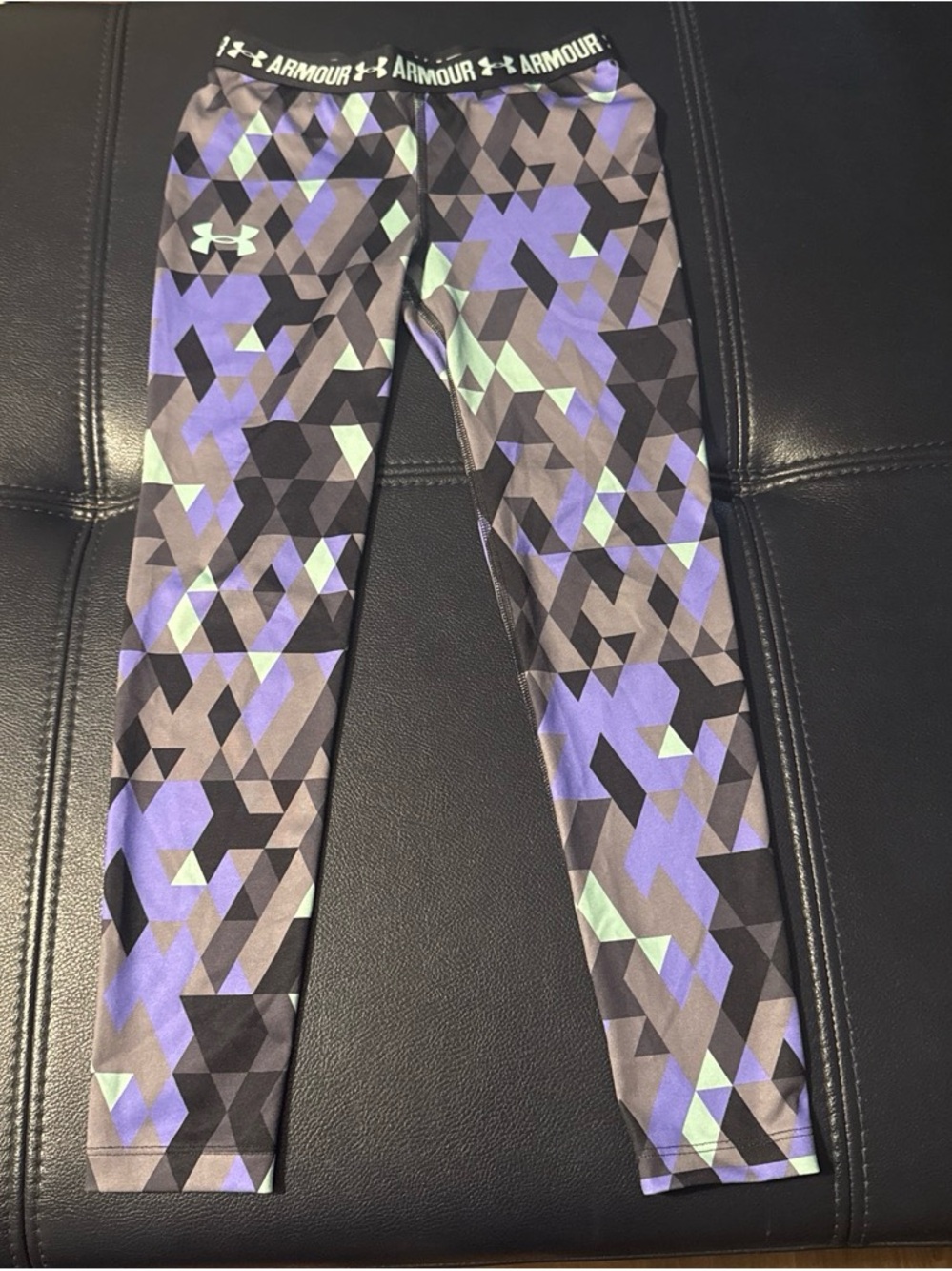 Under Armour Girls Purple & Mint Geometric Performance Leggings